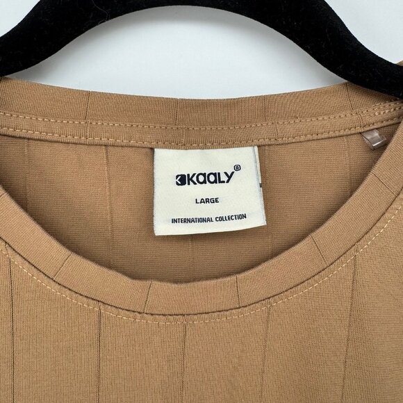 KAALY International Ribbed T-Shirt Men’s Large Camel Brown Graphic Tee - Picture 3 of 6